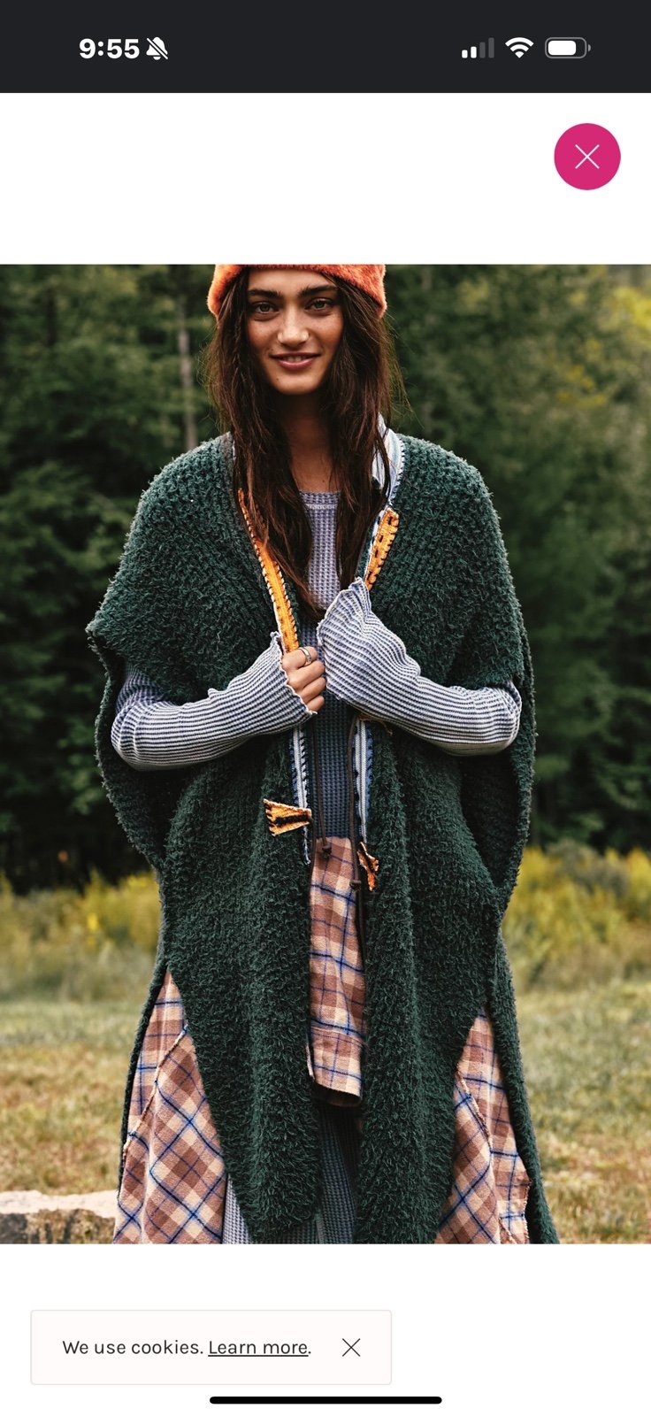 Free people lonestar poncho green western inspired women’s Size S