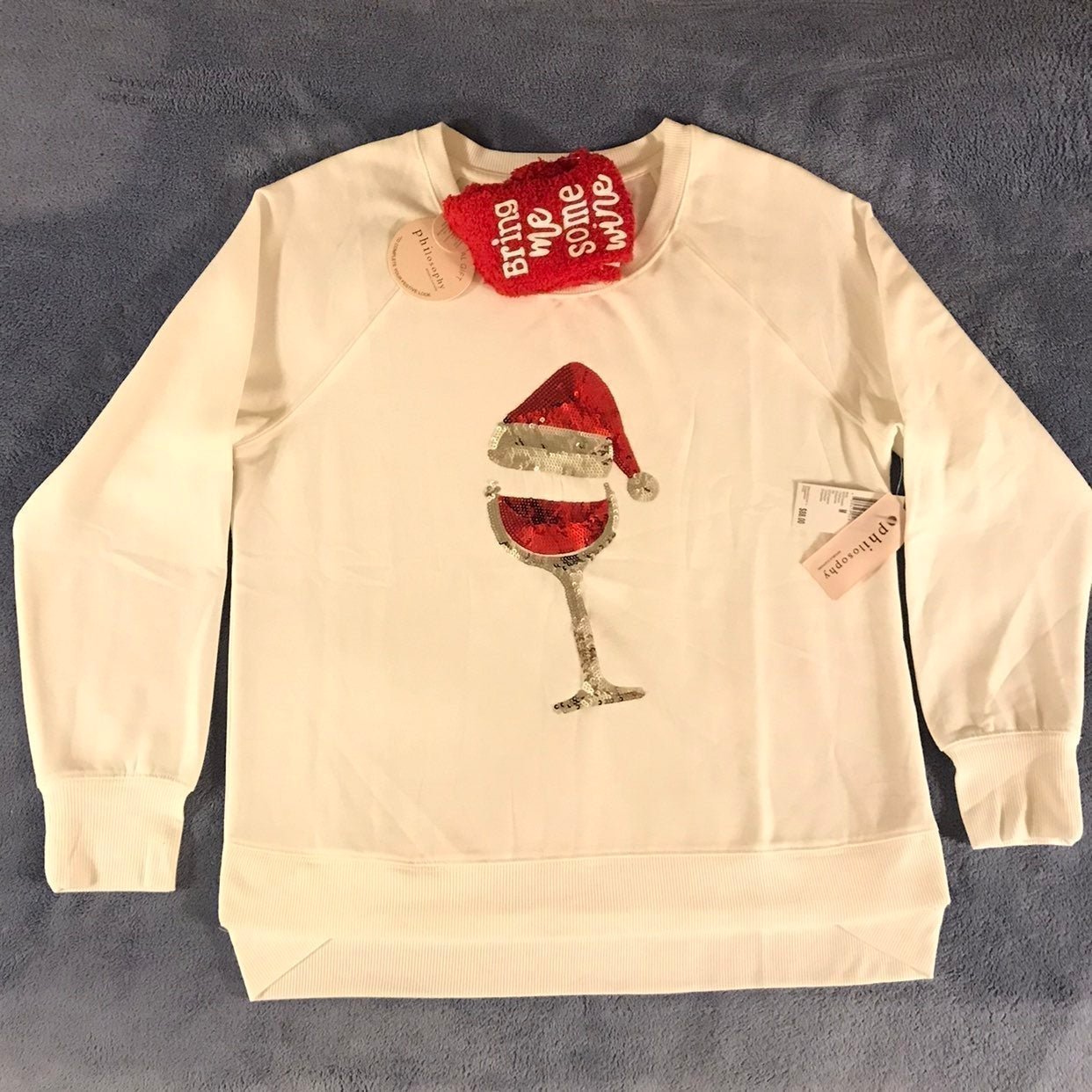 Philosophy Sweatshirt and Sock Gift Set Ivory/Red Size Medium