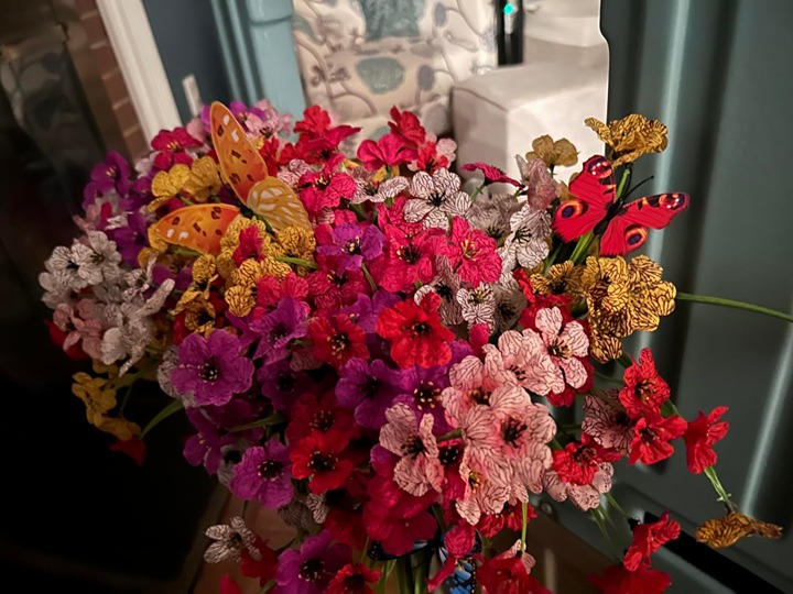 24 Bundles Artificial Flowers for Outdoor,No Fade Fake Plastic Flowers