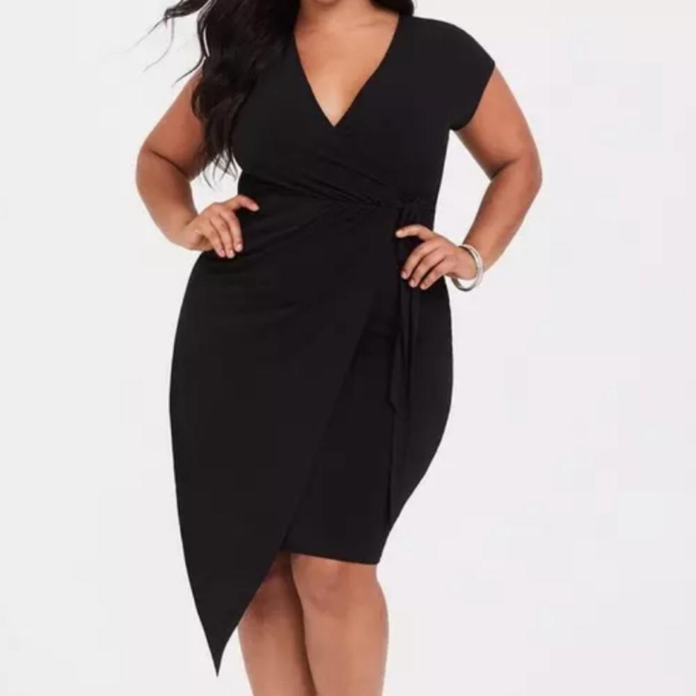 Torrid Black Jersey Knit Knotted Wrap Dress 0