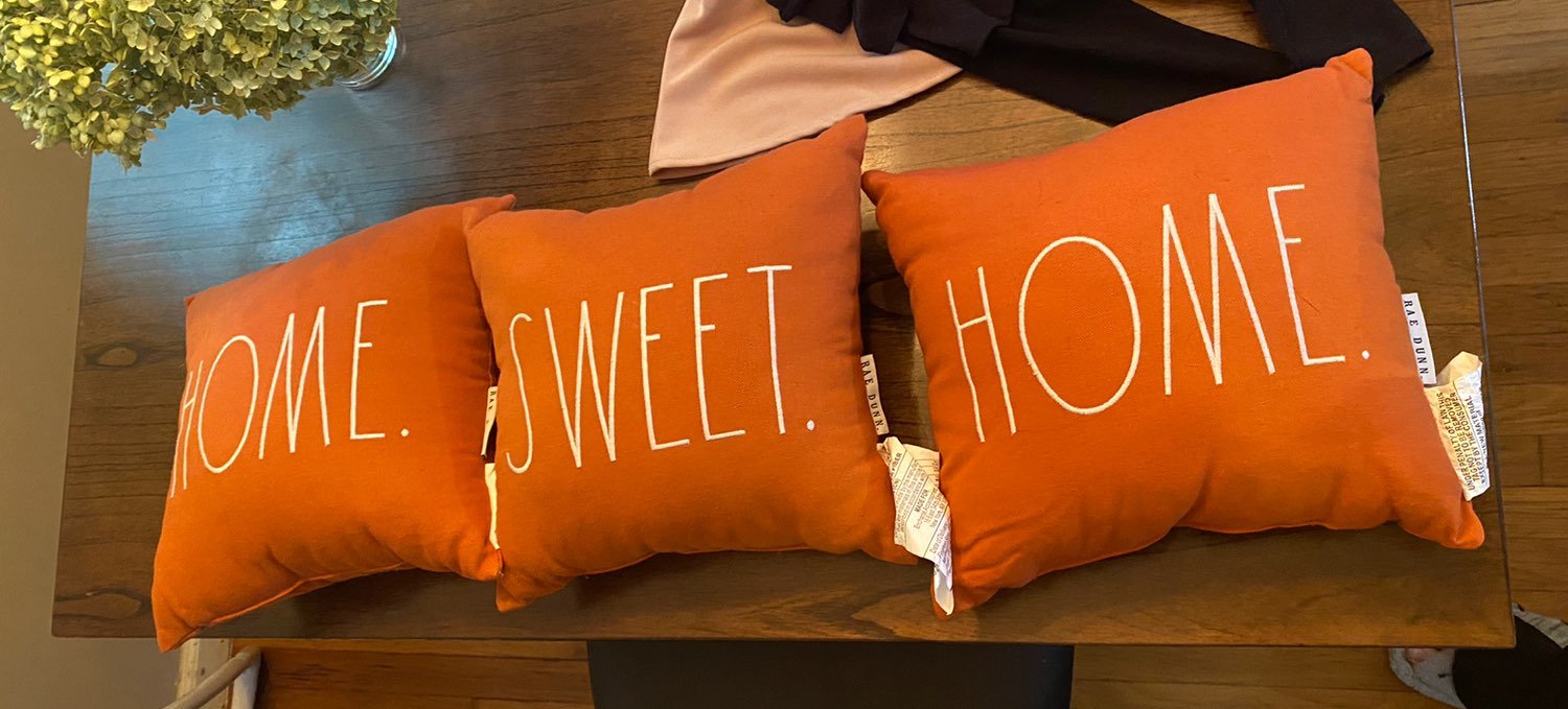 Three small decorative pillows rae dunn