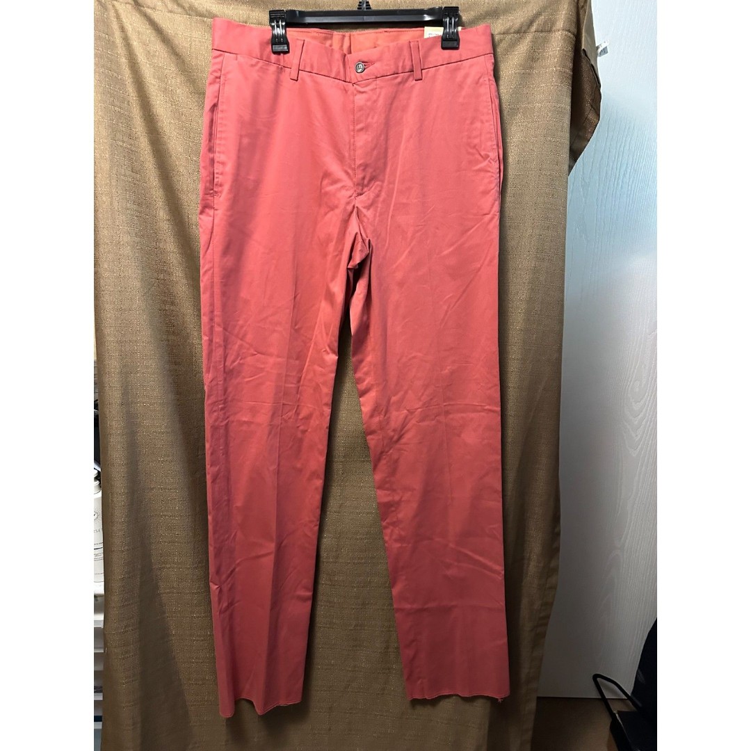 NWT Charleston Khakis Flat Front 5 Pocket Regular Rise Unhemmed Size 34 Red