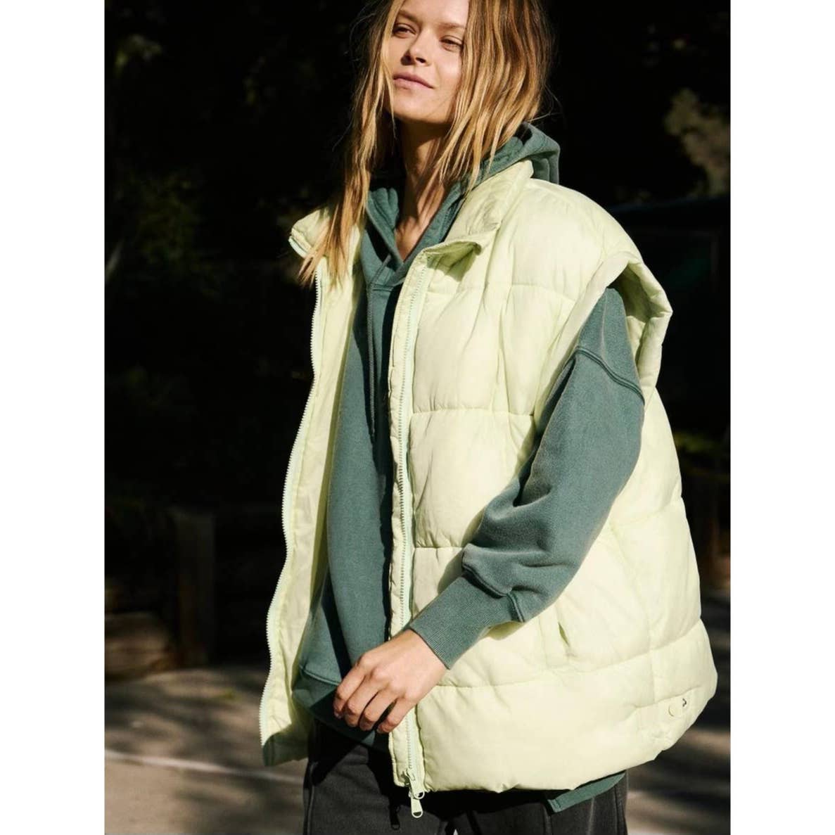 Free People In A Bubble Puffer Vest in Lime Size Large