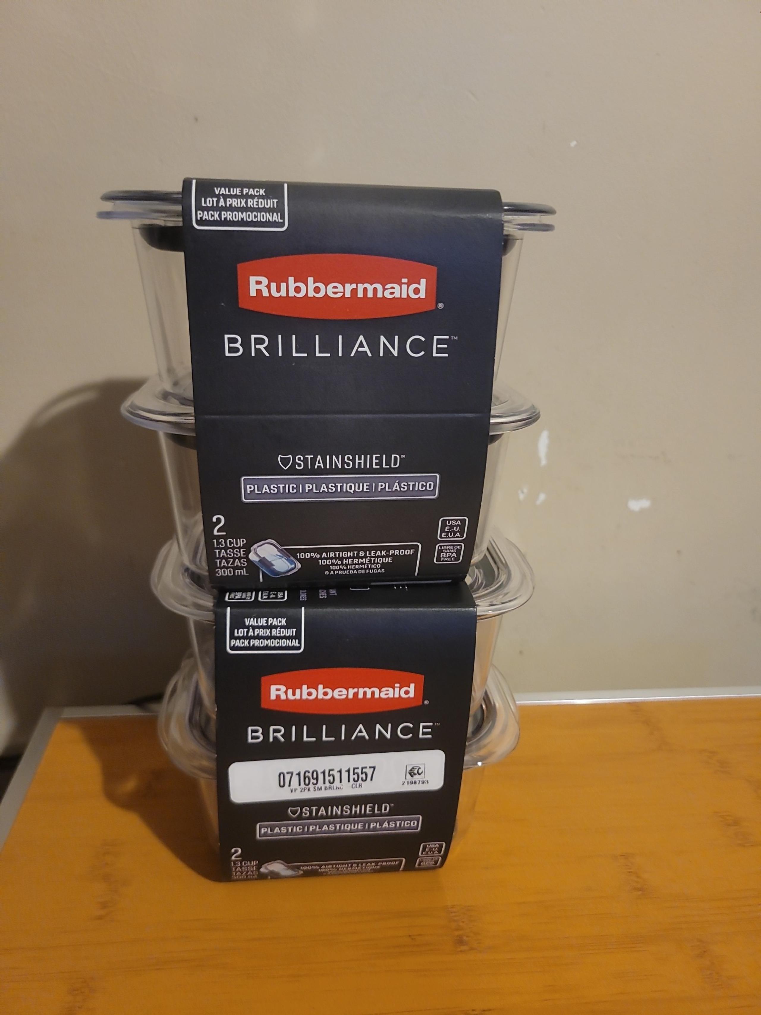 2x Rubbermaid Brilliance Small Food Containers 1.3oz Cup