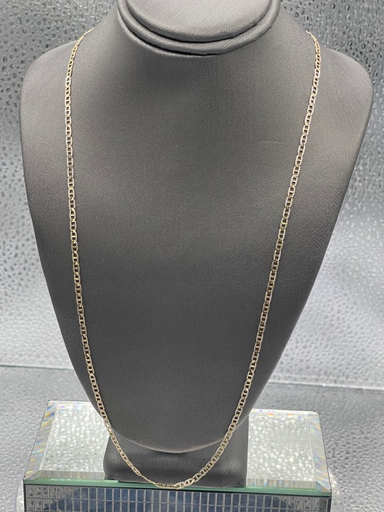 Ladies 14 Karat Solid Yellow and White Gold Anchor Link Chain