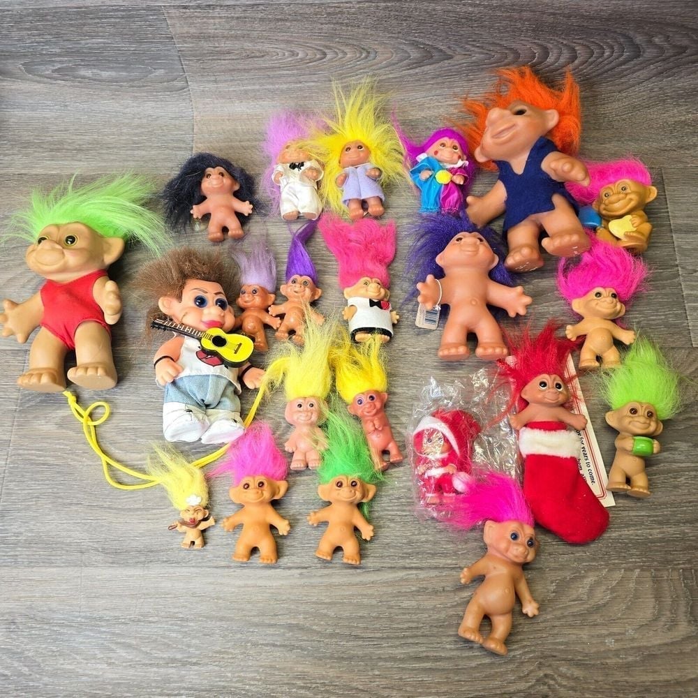 Vintage DAM Norfin Trolls Lot of 22 70s 80s Huge Collectibles 1 in - 6 in Troll