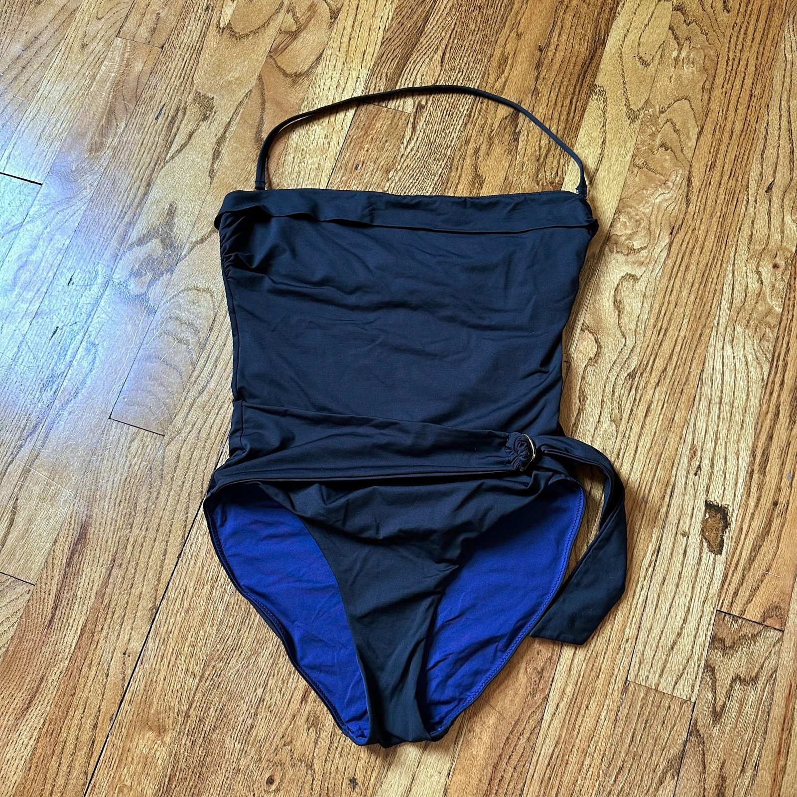 Tory Burch Black One Piece Halter with Waist Sash Sz S