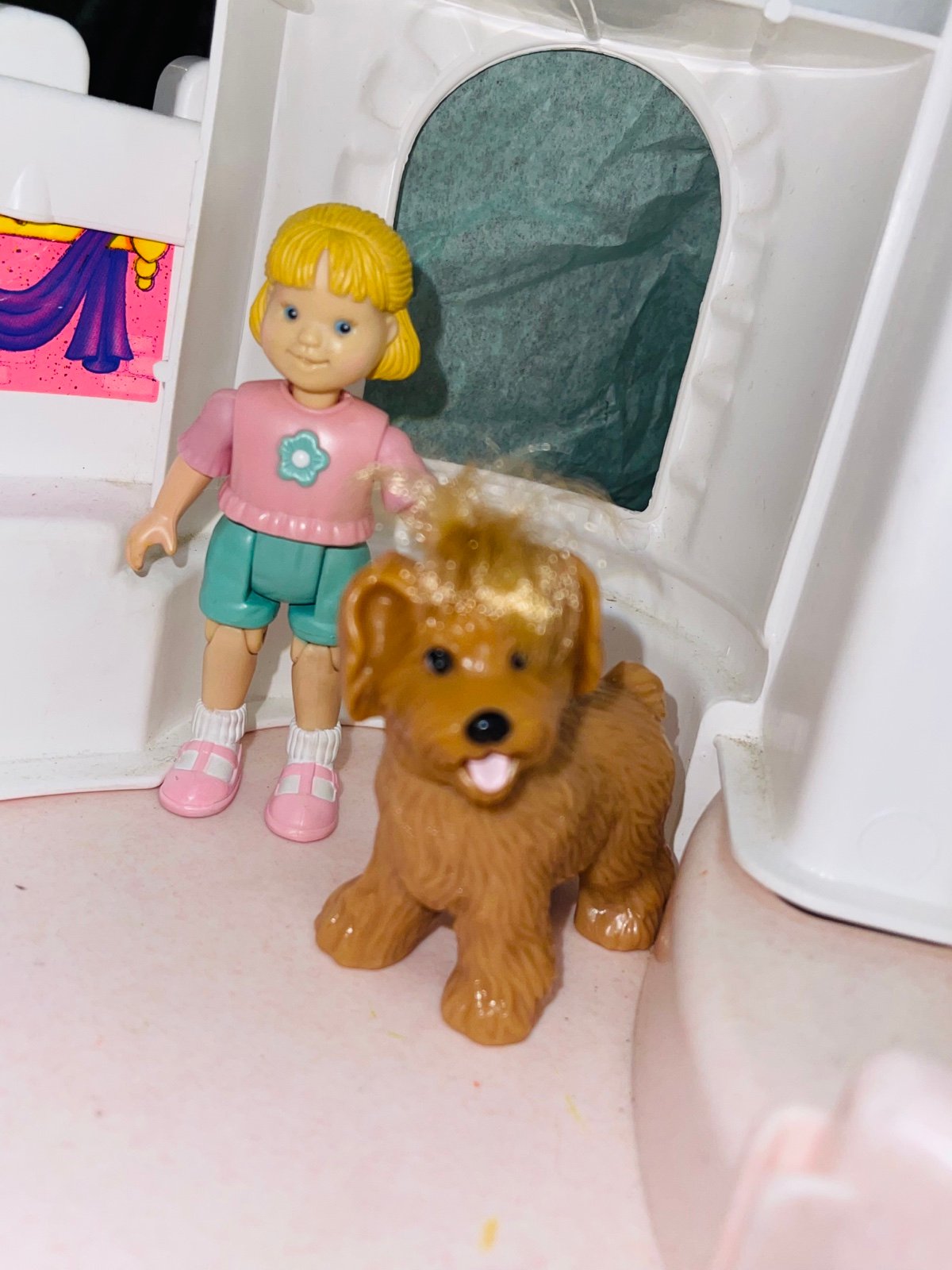 Pink sister girl & dog loving family EUC set! Dollhouse