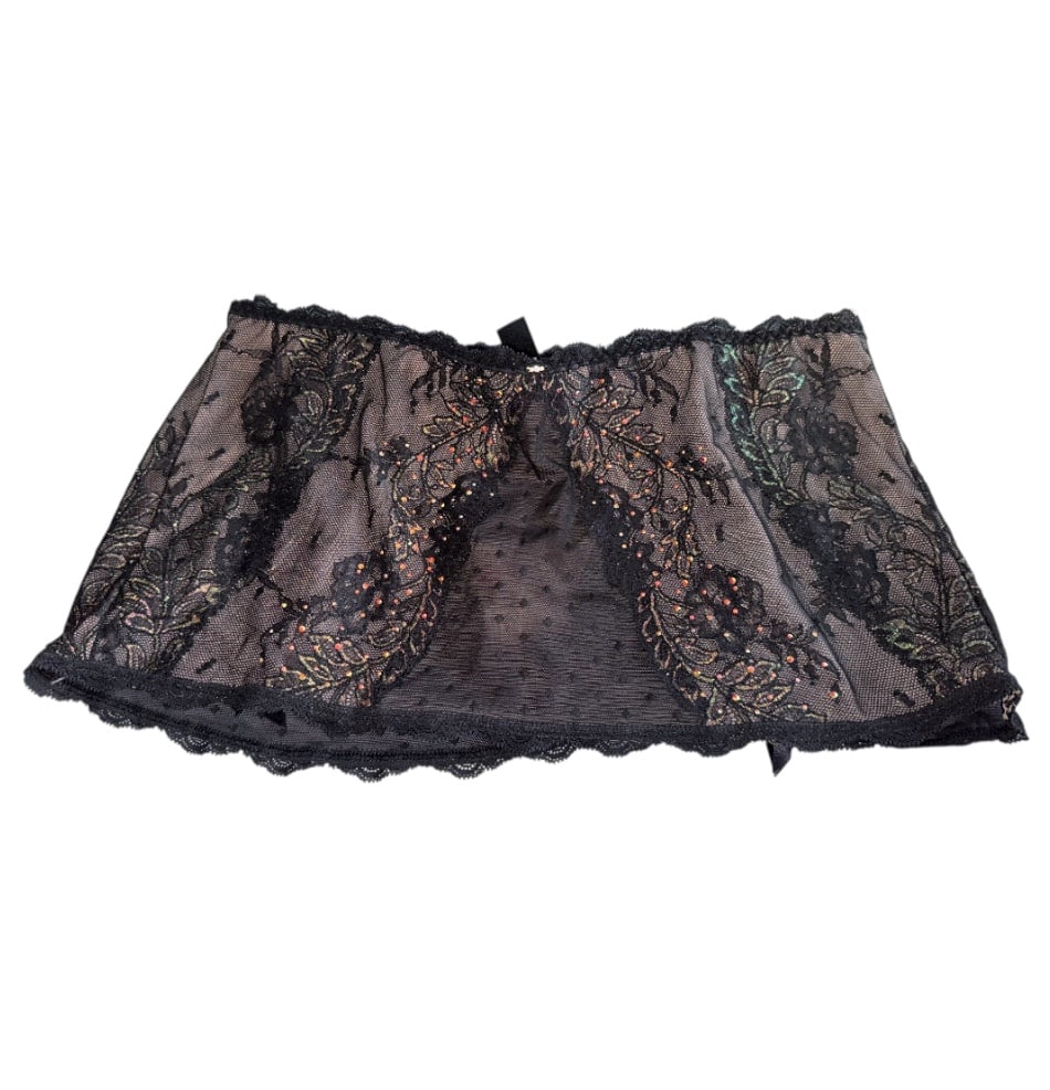 Victoria’s Secret Black Glitter Thong Skirt Girdle