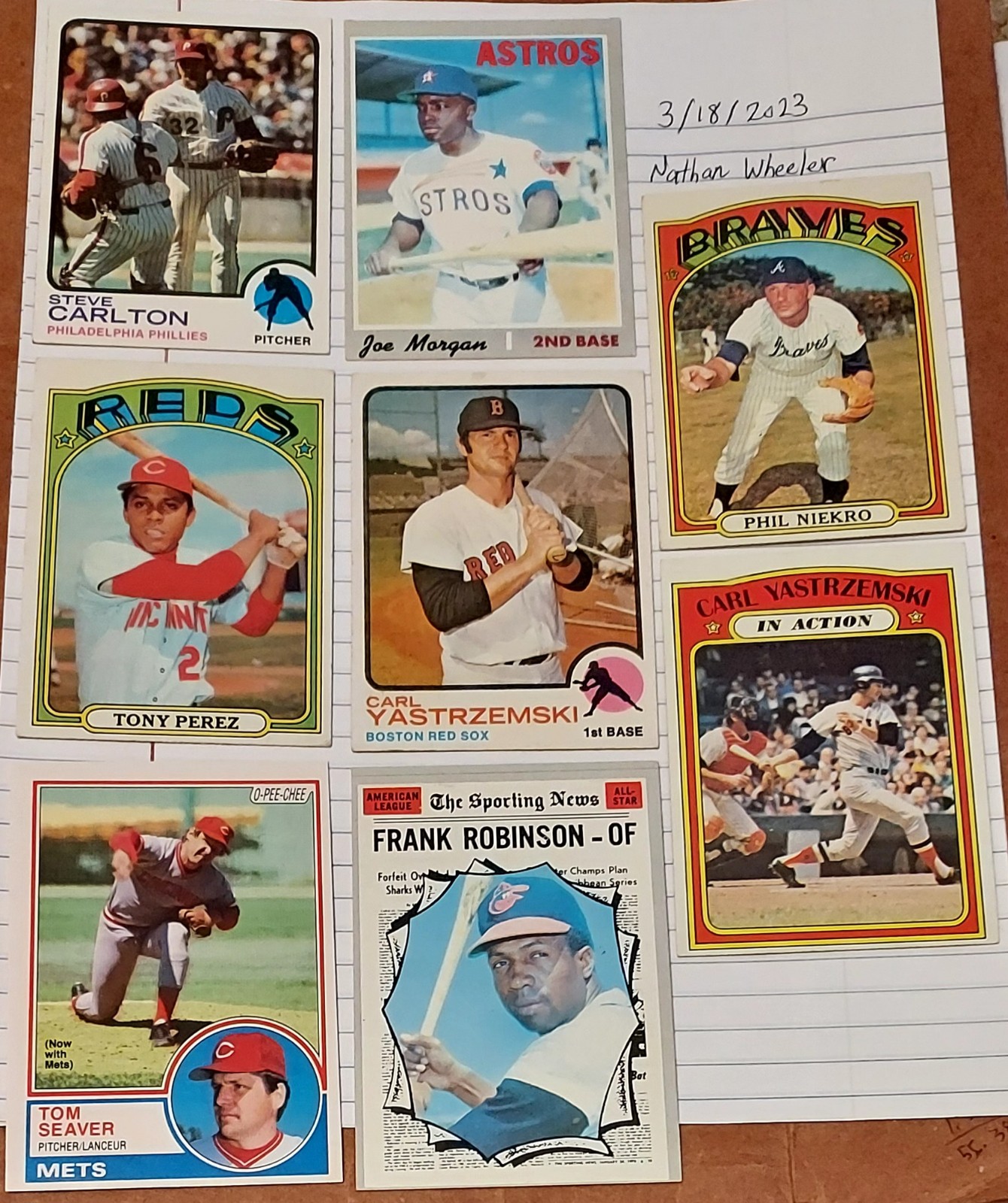 Lot of 19 Vintage Hall of Famers from the 1970's and 1980's, No Creases!