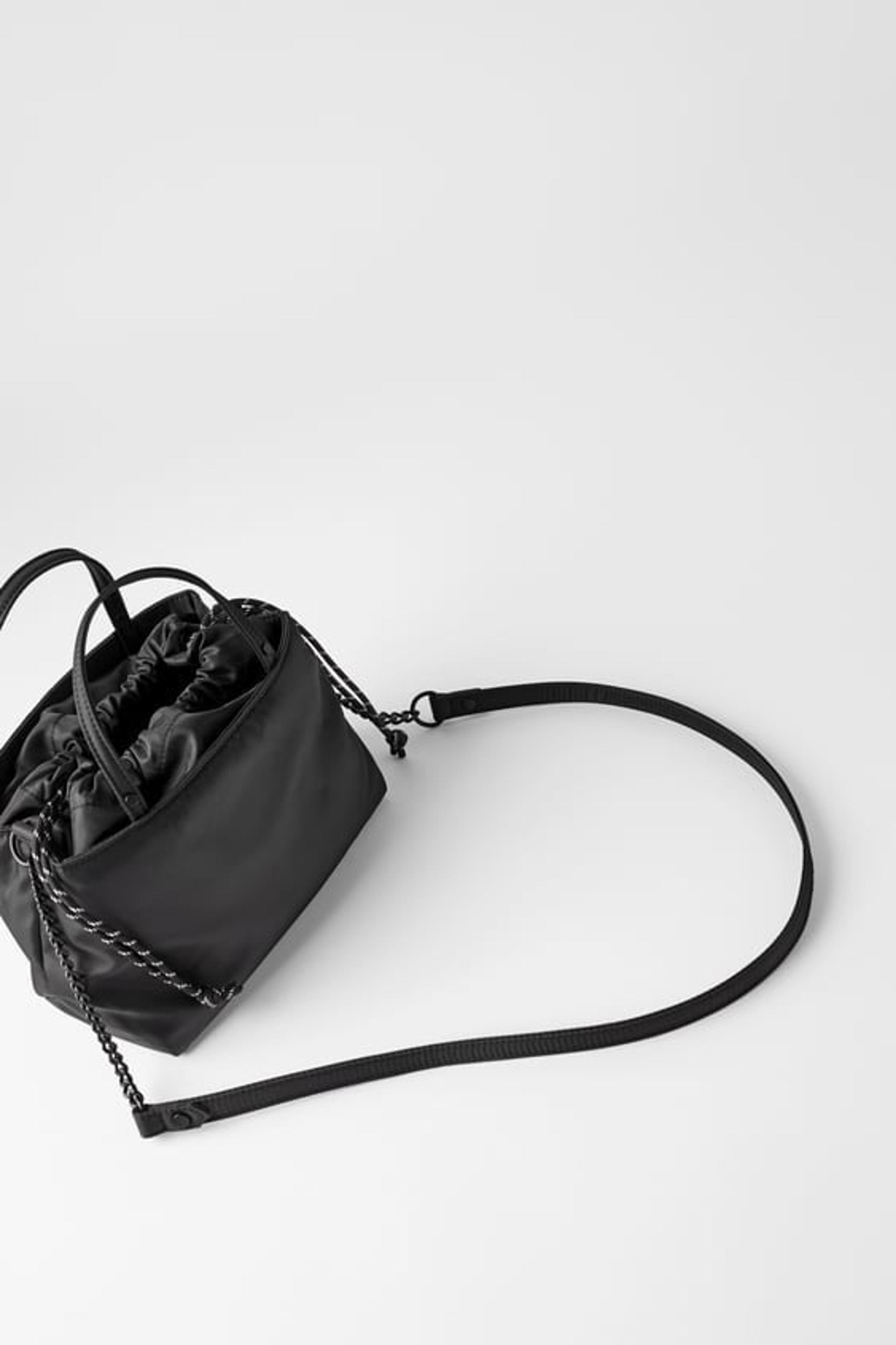 Zara satin nylon mini city bag black