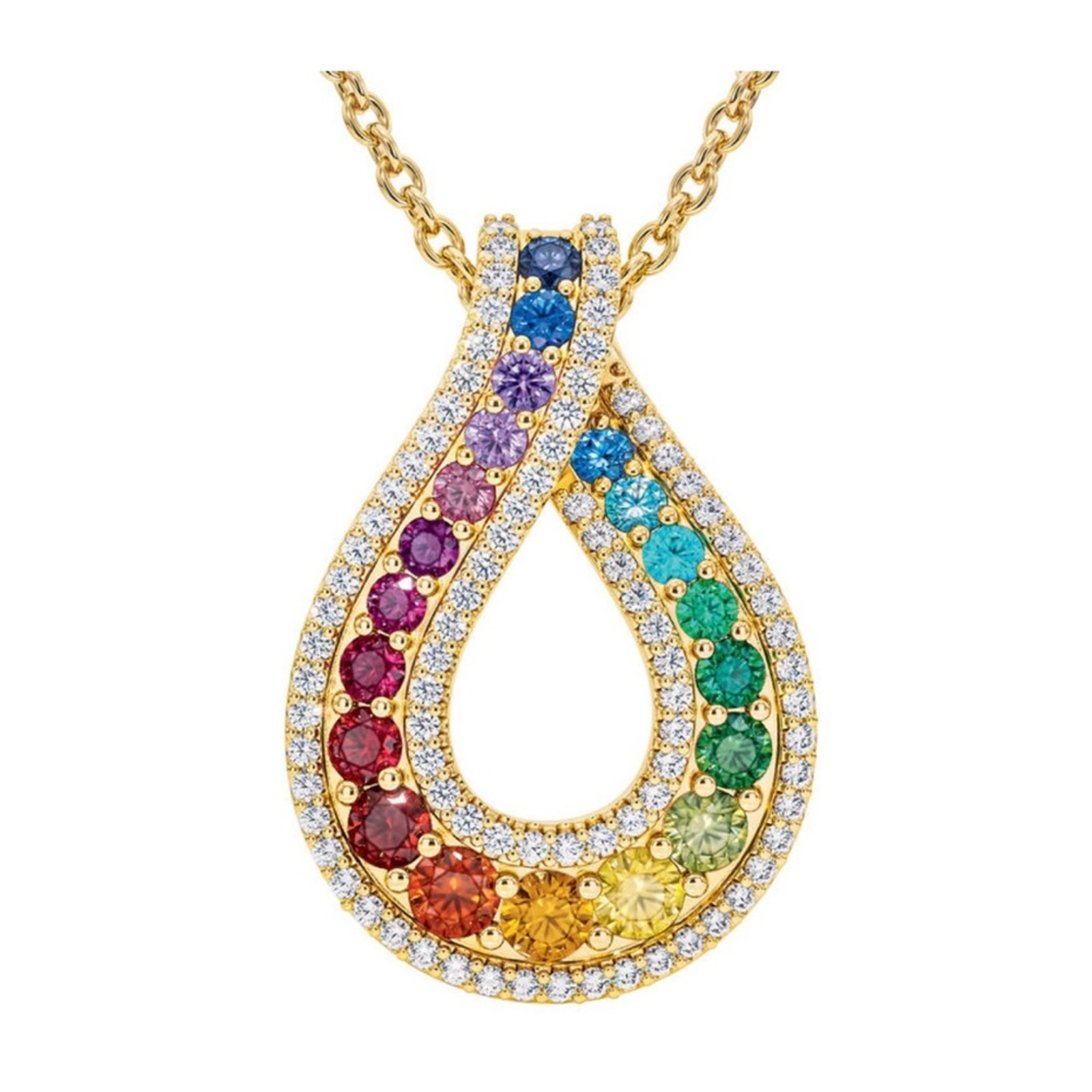 Danbury Mint Rainbow Drop Pendant on chain necklace