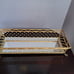 Vintage Tall Basket Weave Bead Vanity Mirror Tray Golden Metal