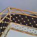 Vintage Tall Basket Weave Bead Vanity Mirror Tray Golden Metal