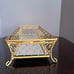 Vintage Tall Basket Weave Bead Vanity Mirror Tray Golden Metal
