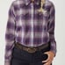Women's Duluth Pearl Snap Flannel Fence Mender Shirt Size Small Purple Plaid