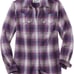 Women's Duluth Pearl Snap Flannel Fence Mender Shirt Size Small Purple Plaid
