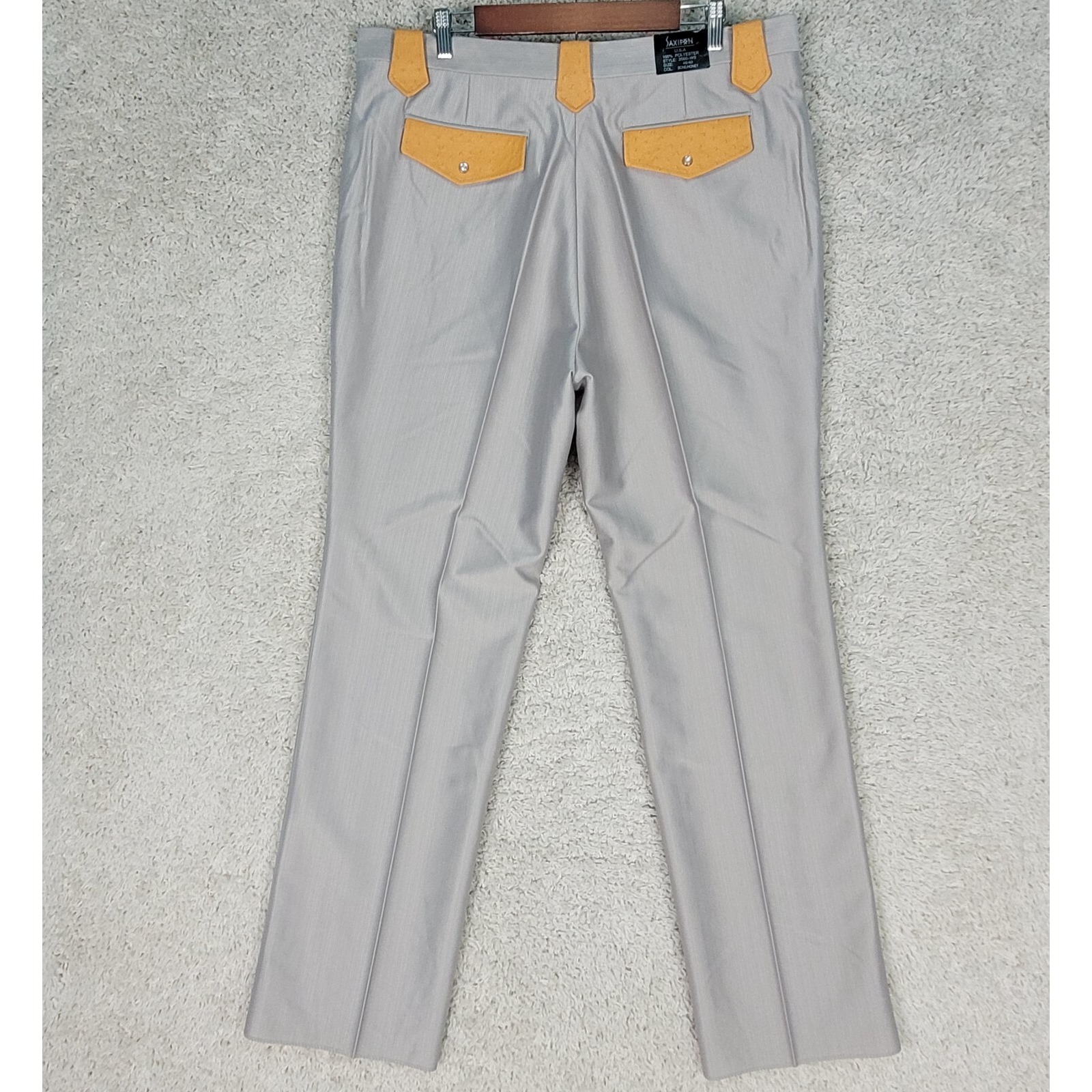 Vintage Western Pant Men's 40x34 Bone Ostrich Leather Trim Old Stock Saxifon NEW