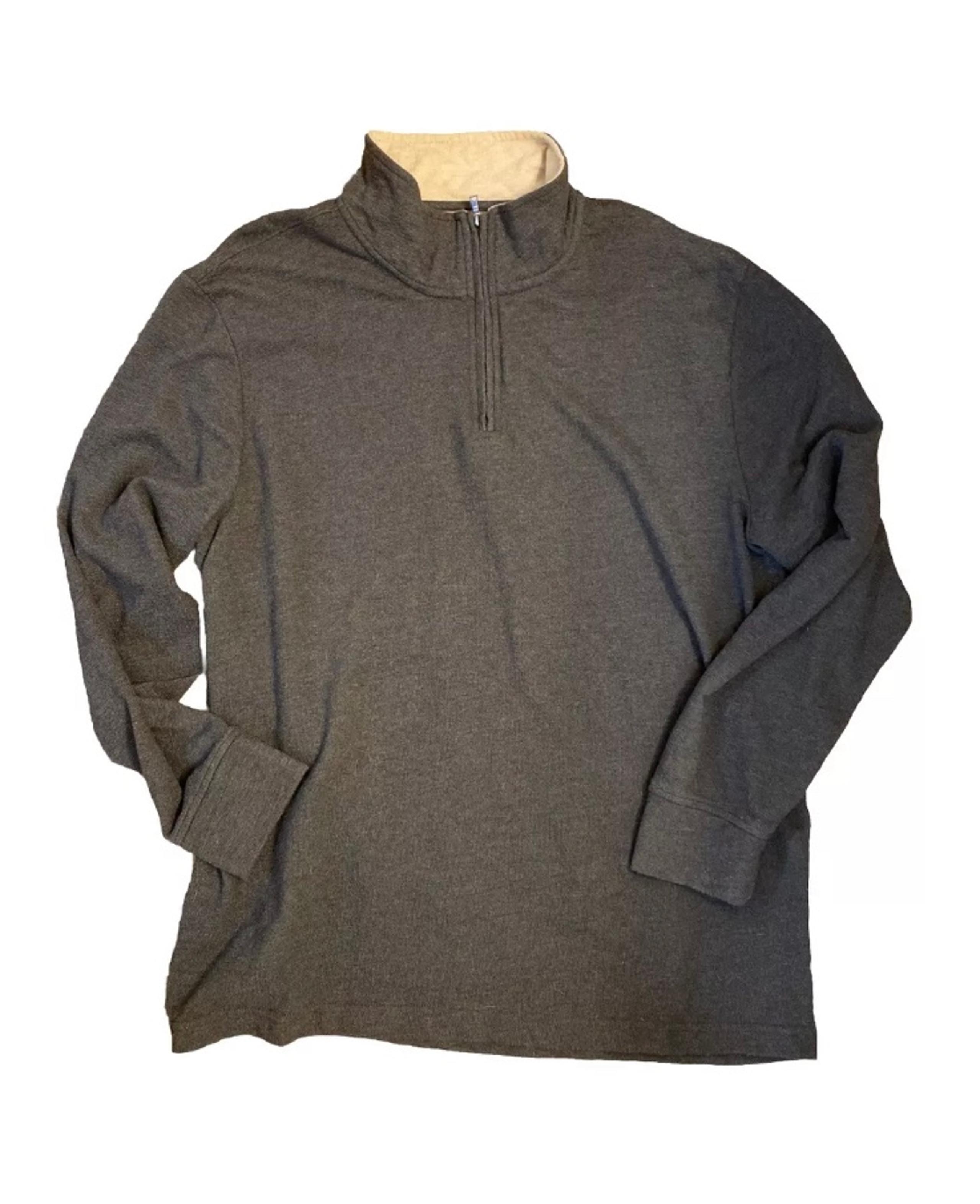 St John's Bay Heather Knit Sweater Men Size XXL Gray Long Sleeve 1/4 Zip Cotton
