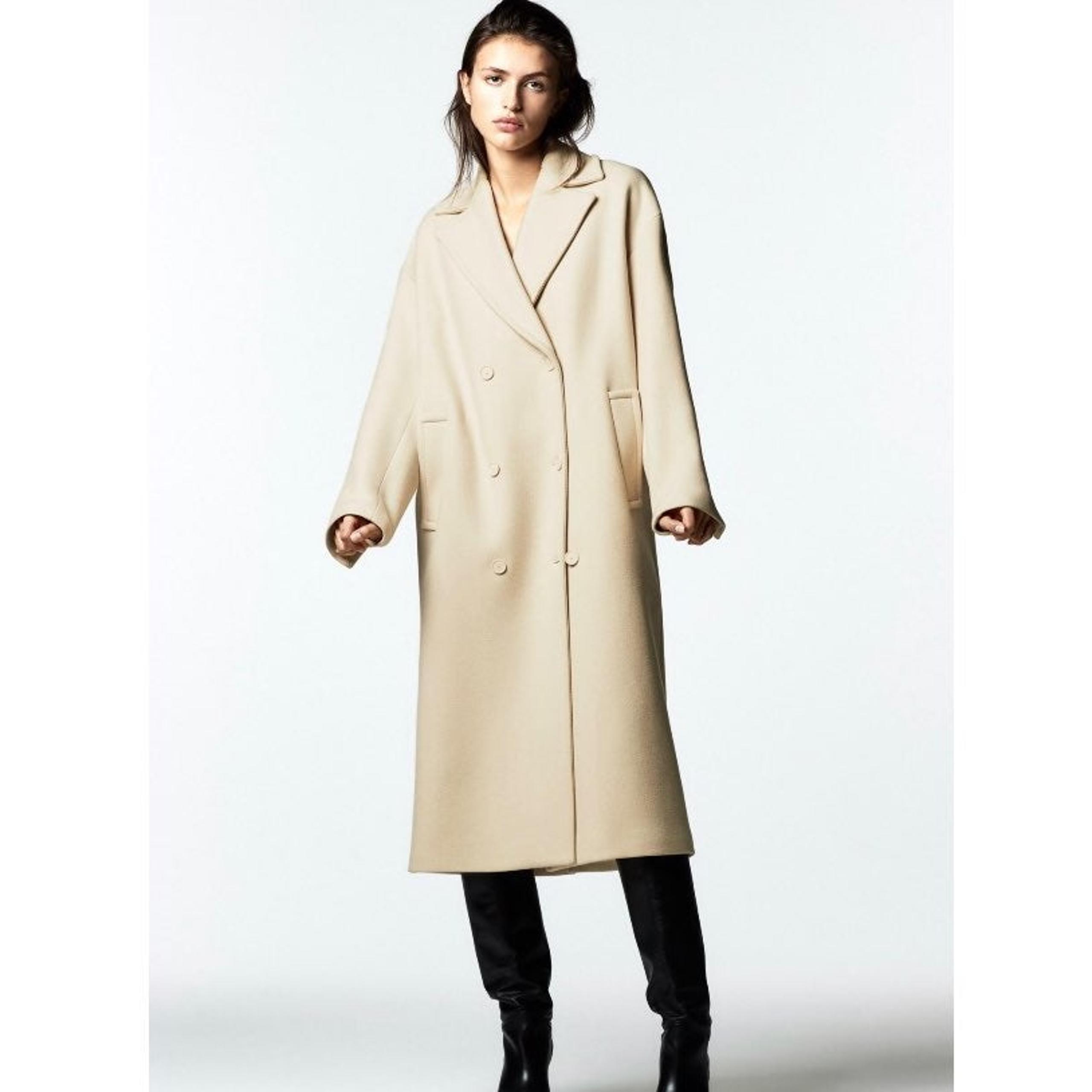 Zara Wool Coat Oversized M Pastel Yellow New