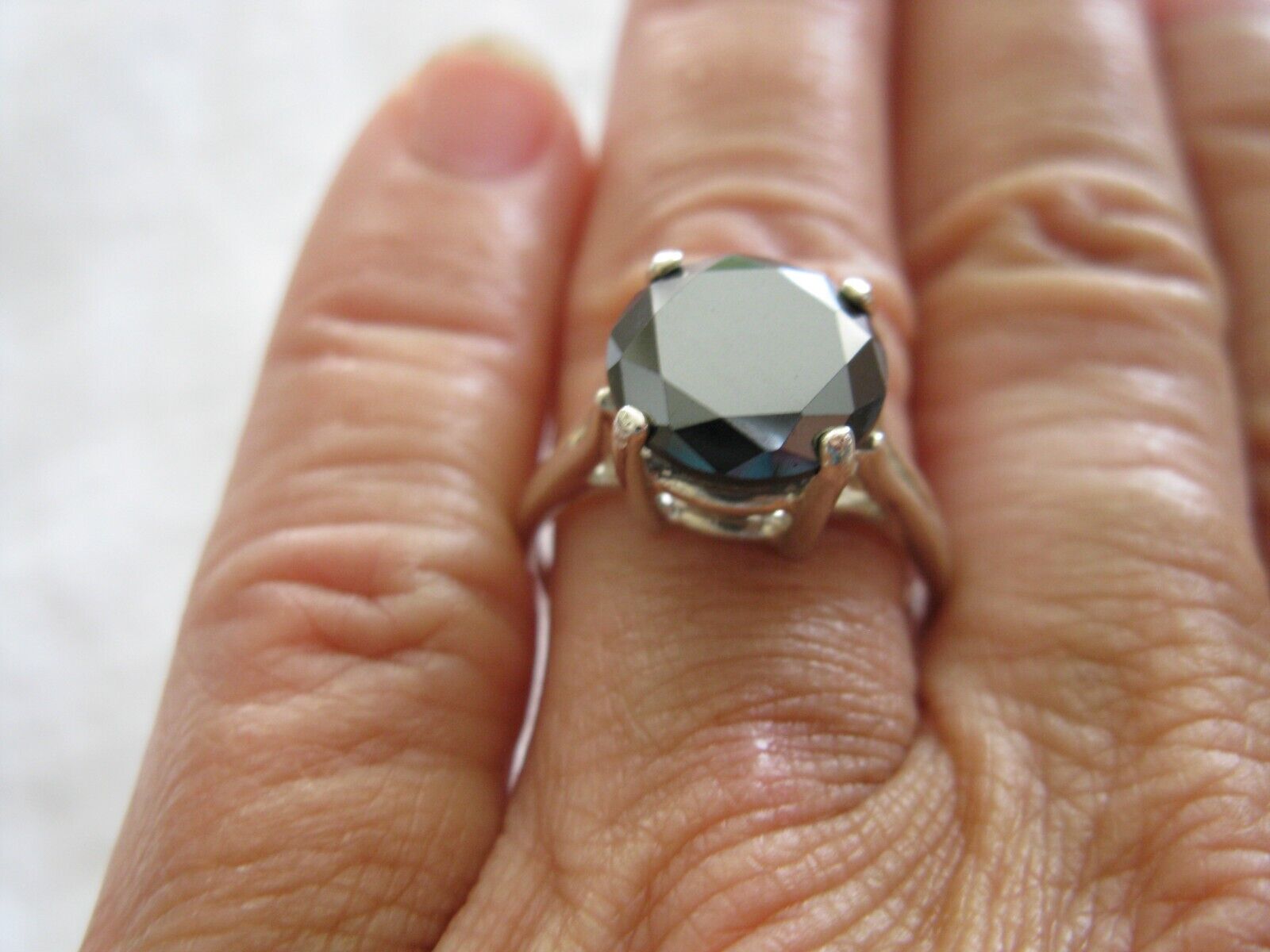 4.07ct NATURAL REAL BLACK DIAMOND RING,FREE DIAMOND TESTER, CERTIFICATE, SIZE 8