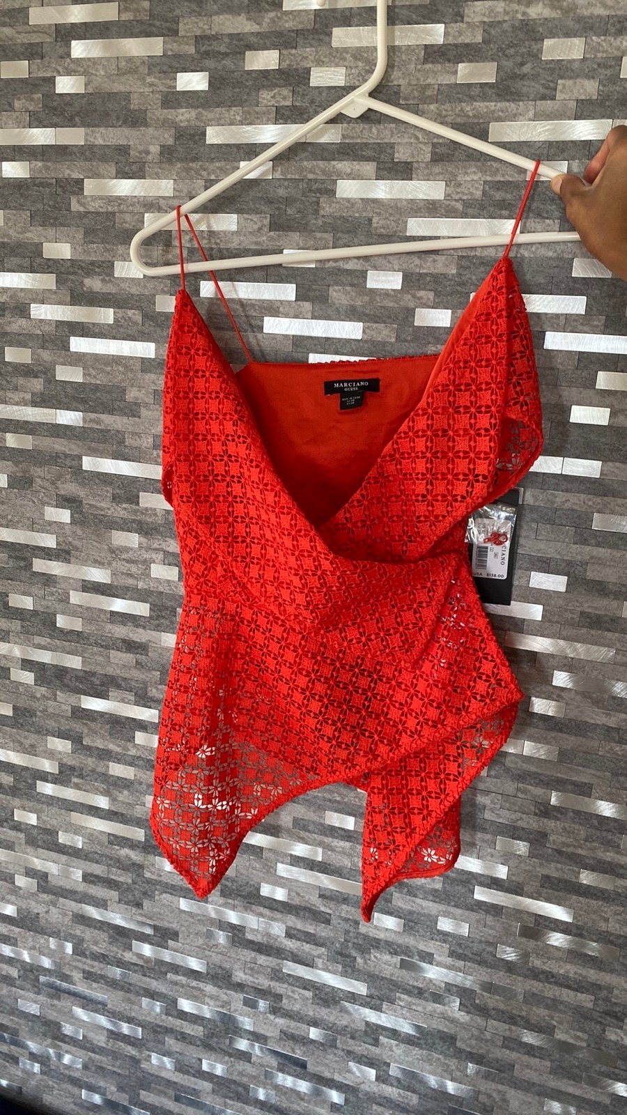 NWT Guess by Marciano Mercury Lace Wrap Top Rouge Rage size XS EU 38