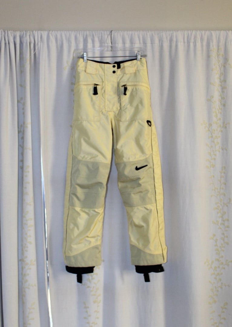 Vtg 90s Rare Nike ACG Yellow Outer Layer 3 Ski Snowboard Snow Pants Women’s S