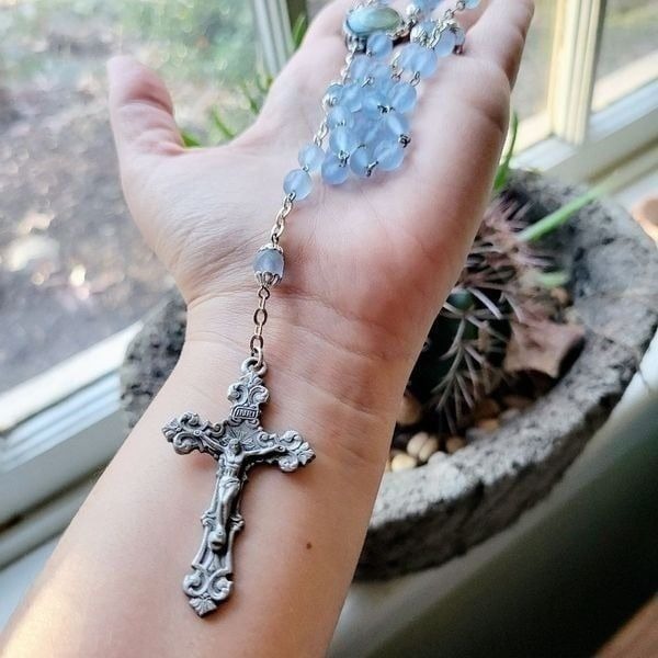 Vintage Blue Beaded Rosary
