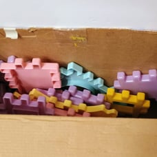 Vintage Little Tikes Wee Waffle Block Set Pastel color house and car