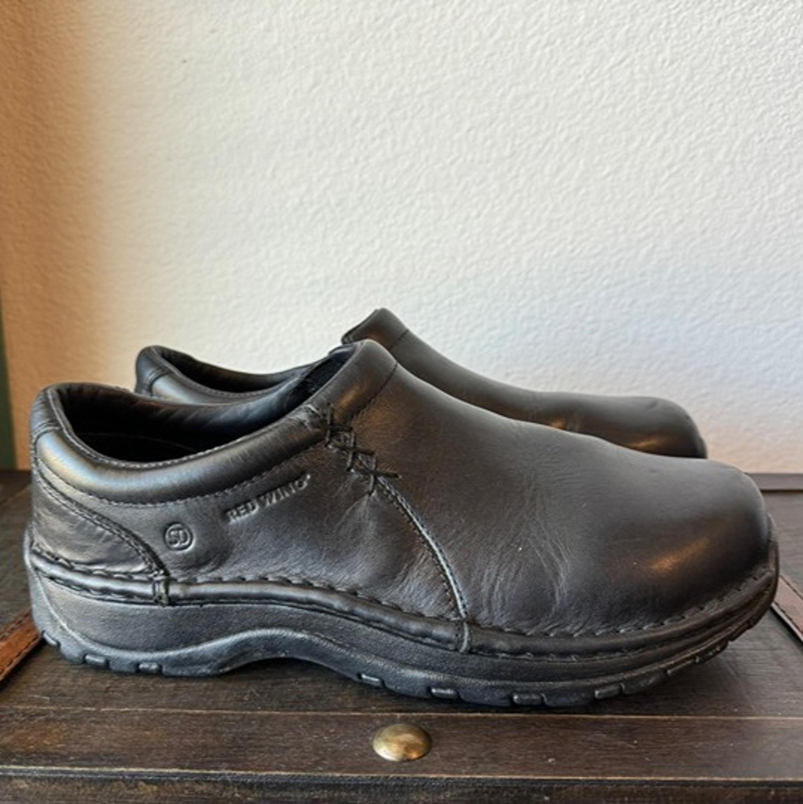 Womens Red Wing Black Clog Shoes Slip-Ons, Size 10