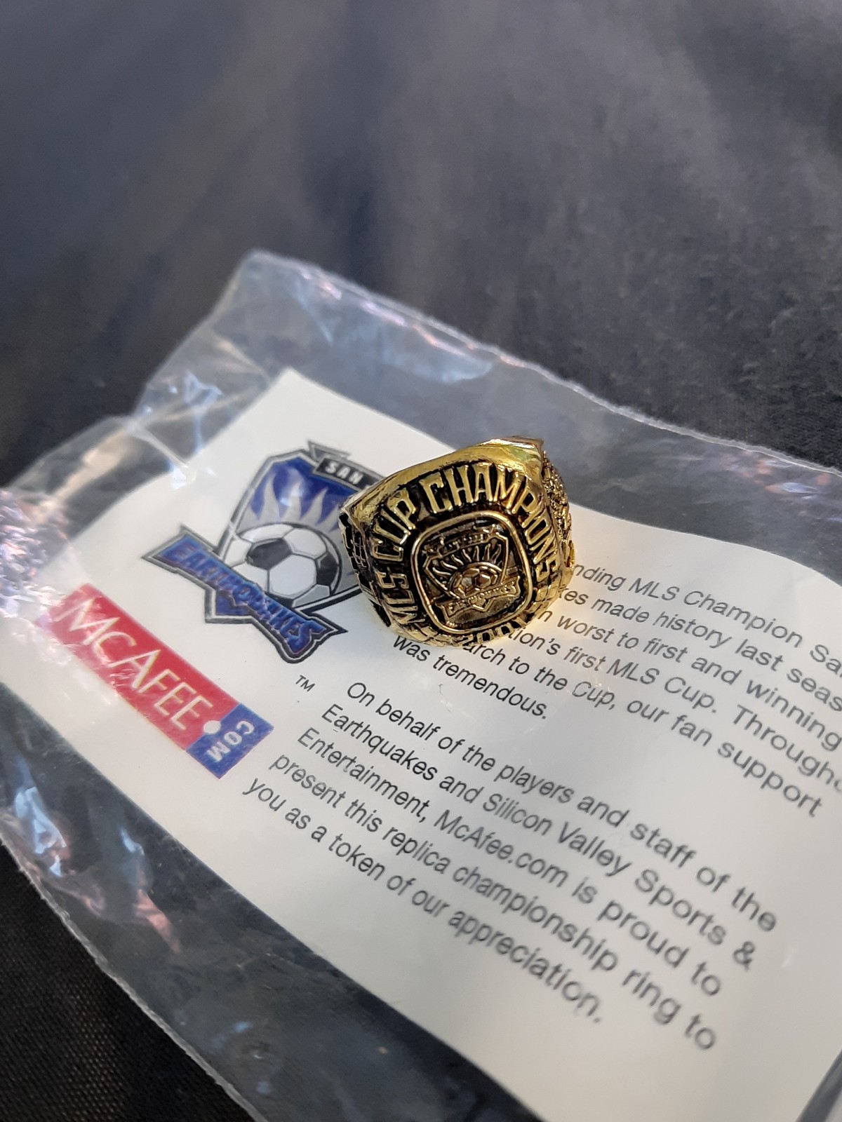 San Jose Earthquakes 2001 Original Replica championship ring