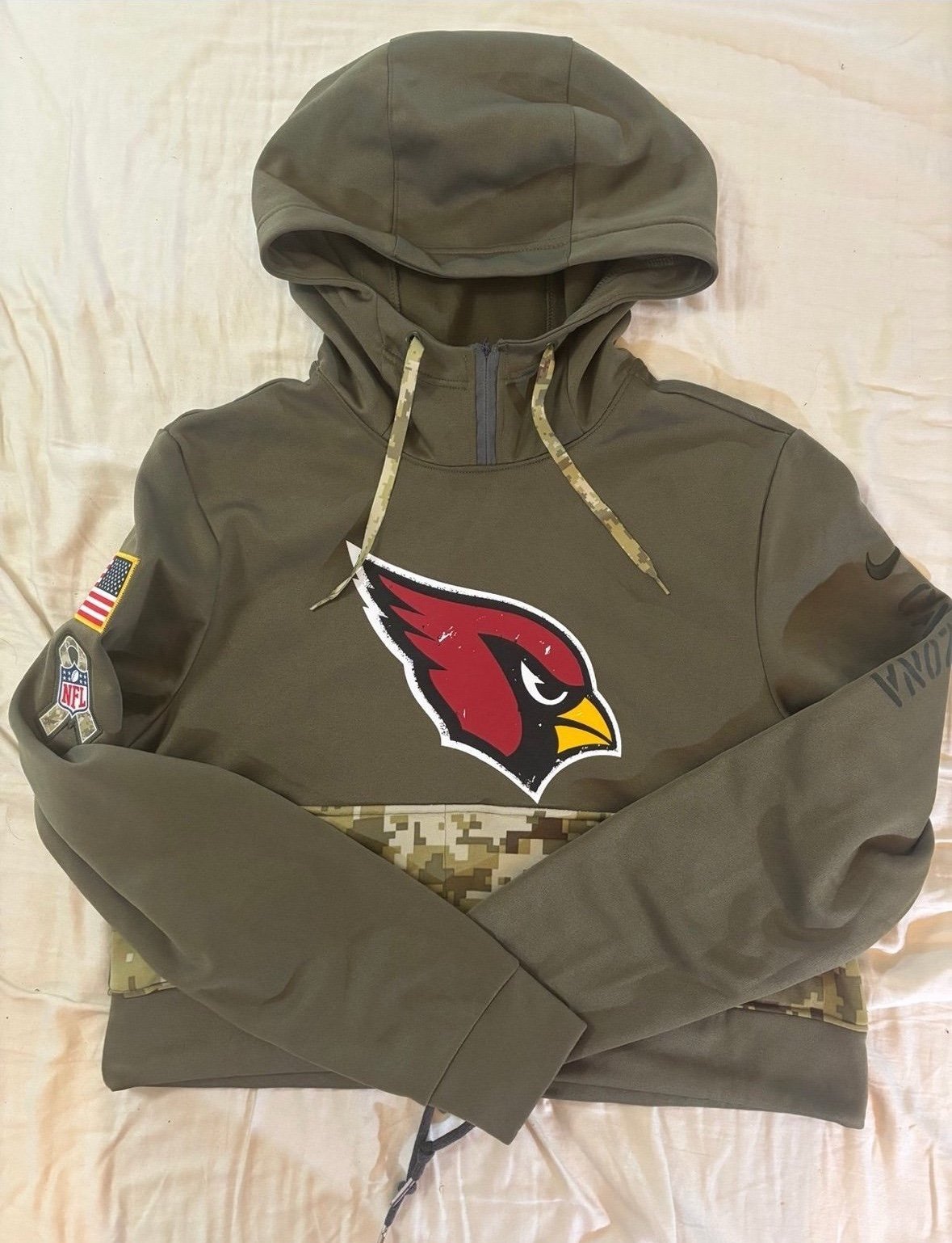 Arizona Cardinals Nike Salute To Service Women’s Custom Crop Hoodie Medium Green