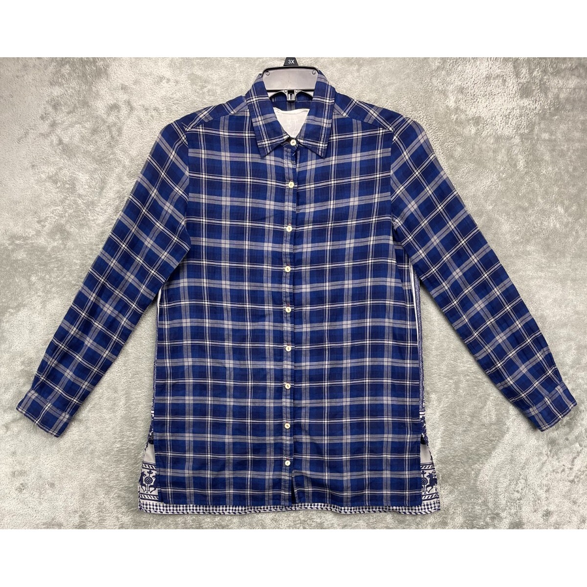 Johnny Was Women's Lana Scarf Shirt XS Plaid Long Sleeve Button Up 3J Workshop