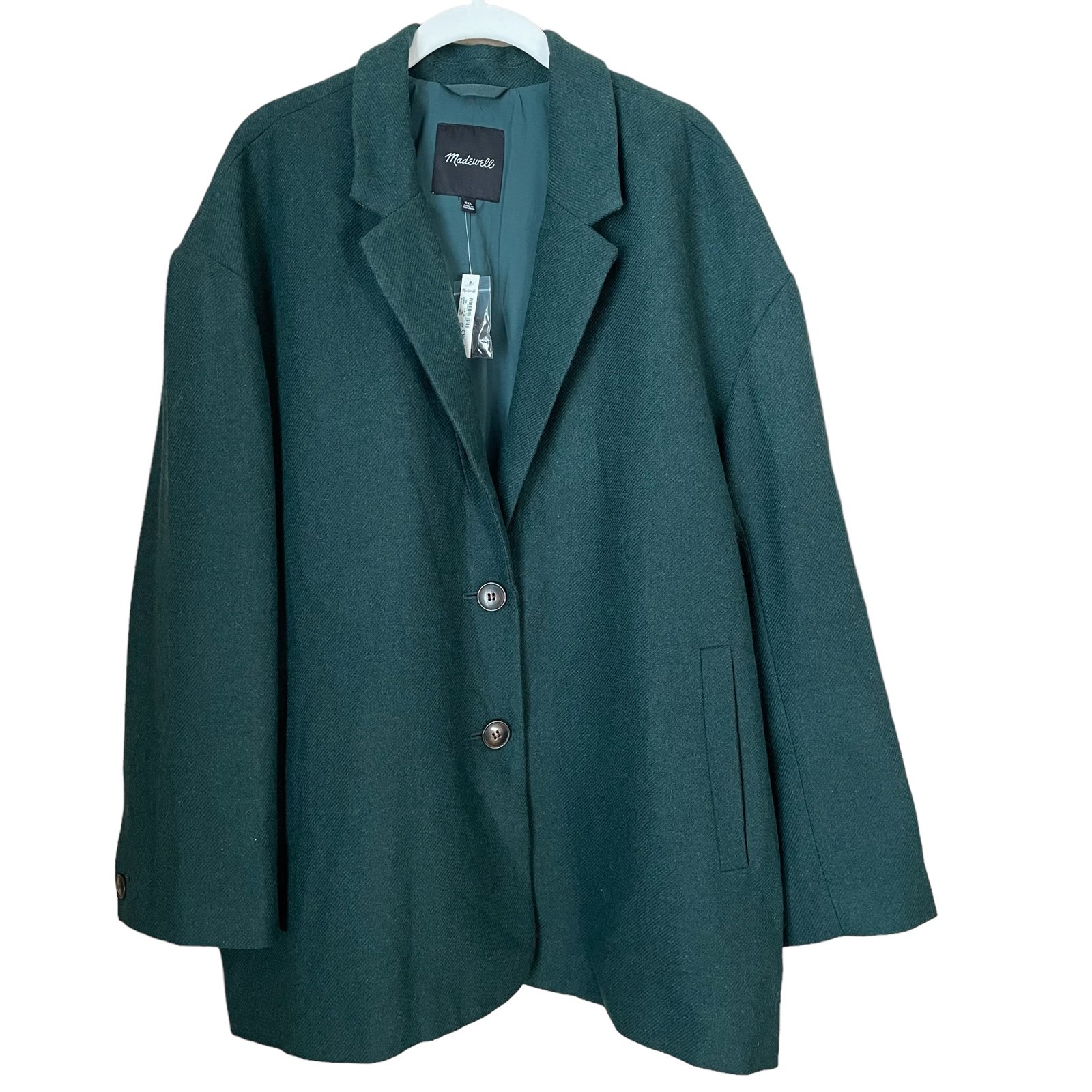 Madewell The Brushed Oversized Dorset Blazer Evergreen Size XXL Wool Jewel Tone