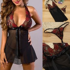 Womens Lace Babydoll + G string set