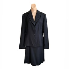Calvin Klein Size 8 Suit Button Front Blazer A Line Skirt Black Business Designe