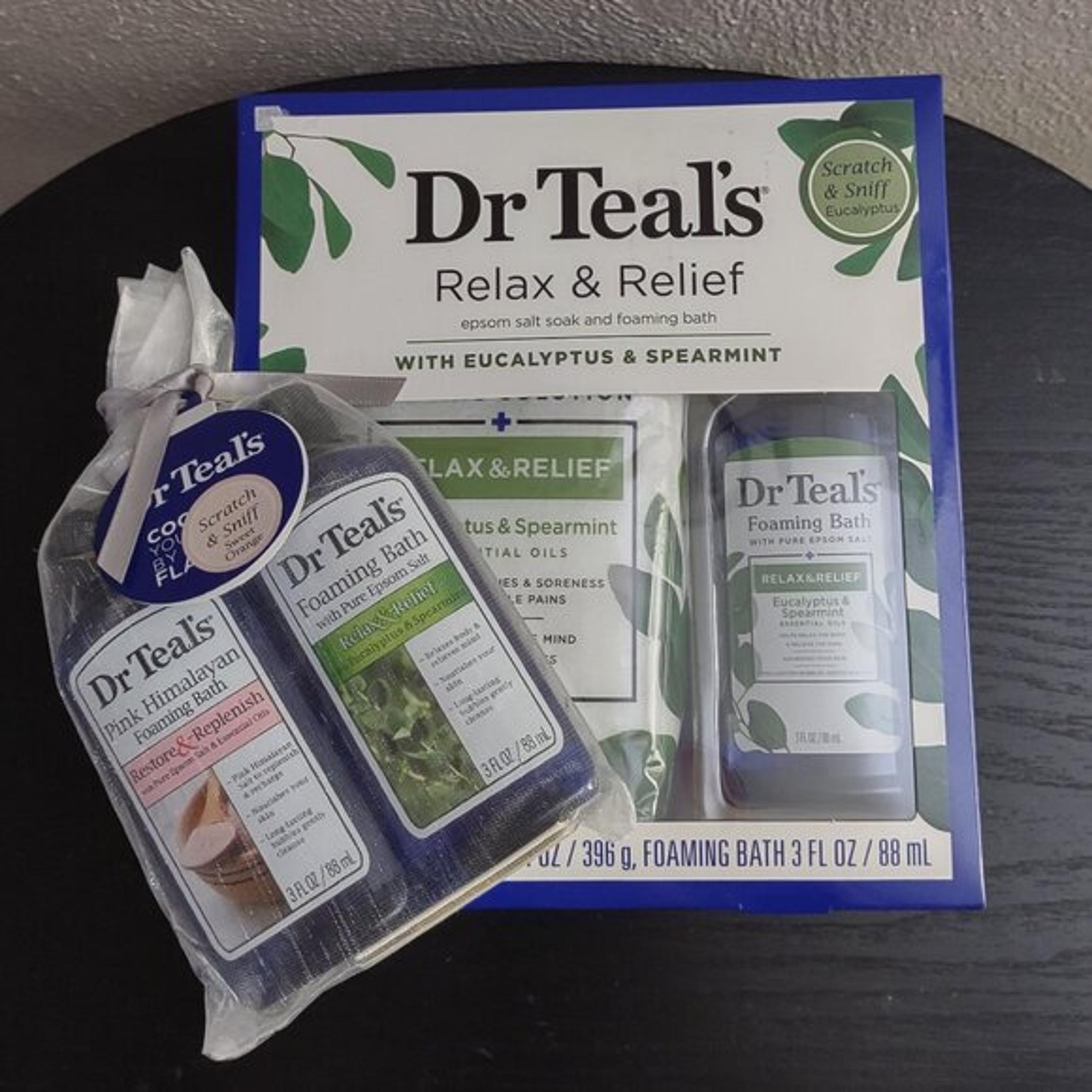 Dr Teal's Eucalyptus & Pink Himalayan Epsom Salt & Foaming Bath Oils Over 15oz