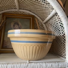 Vintage Yellowware Picket Fence Mixing Bowl