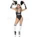 Gothic Cheerleader 5 Pc White Black Skeleton Skull Print Bodysuit Costume Sz M/L