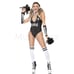 Gothic Cheerleader 5 Pc White Black Skeleton Skull Print Bodysuit Costume Sz M/L
