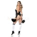 Gothic Cheerleader 5 Pc White Black Skeleton Skull Print Bodysuit Costume Sz M/L