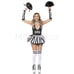 Gothic Cheerleader 5 Pc White Black Skeleton Skull Print Bodysuit Costume Sz M/L