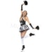 Gothic Cheerleader 5 Pc White Black Skeleton Skull Print Bodysuit Costume Sz M/L