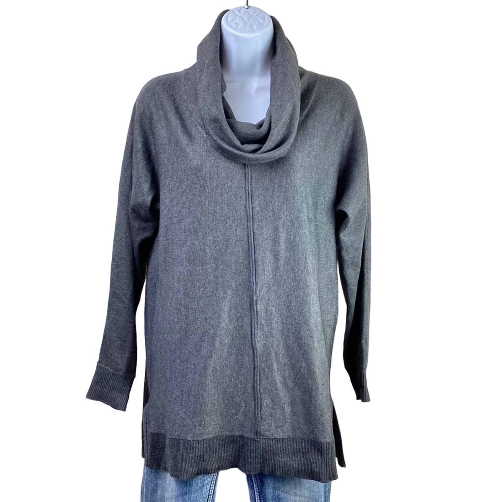 Joan Vass Cowl Neck Sweater Gray Sz M