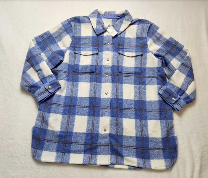 New women's 3X J Crew Factory longline plaid blue shirt jacket shacket