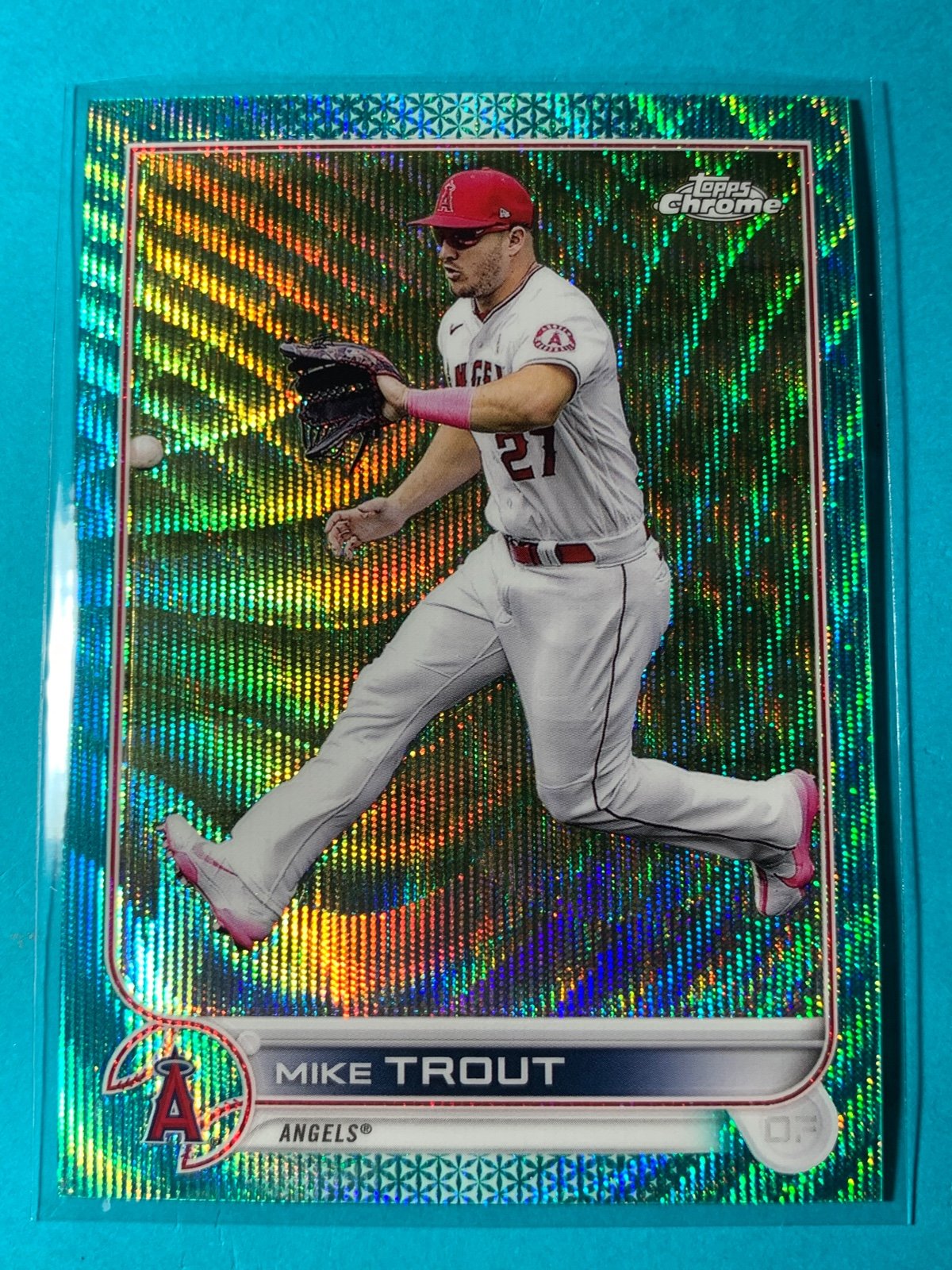 Mike trout /199 chrome aqua wave