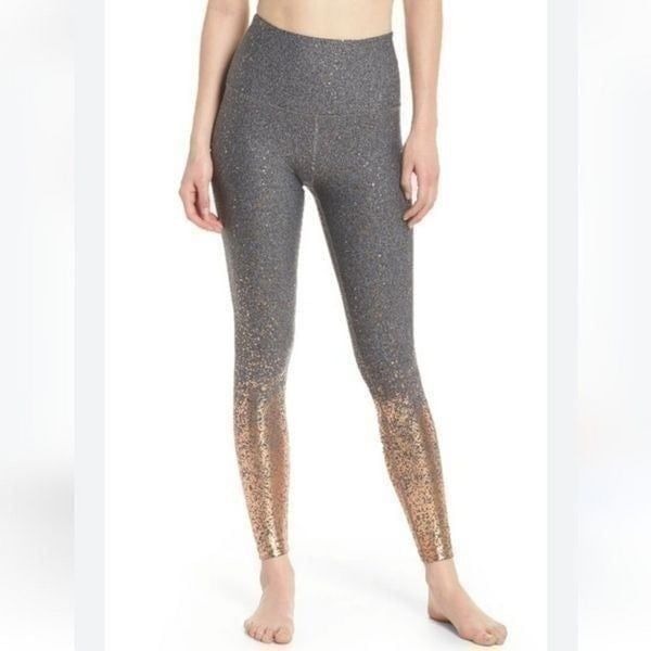 Beyond Yoga Ombre Sparkling Rose Gold Leggings in Gray Size XS