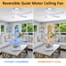 Ceiling Fan with Lights, Modern 48 Inch White Ceiling Fan with Remote Control