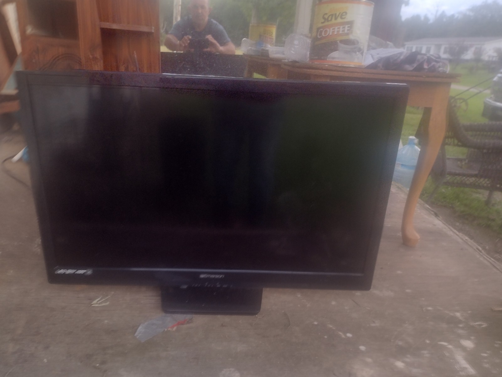 Flat screen tv and dresser with mirror