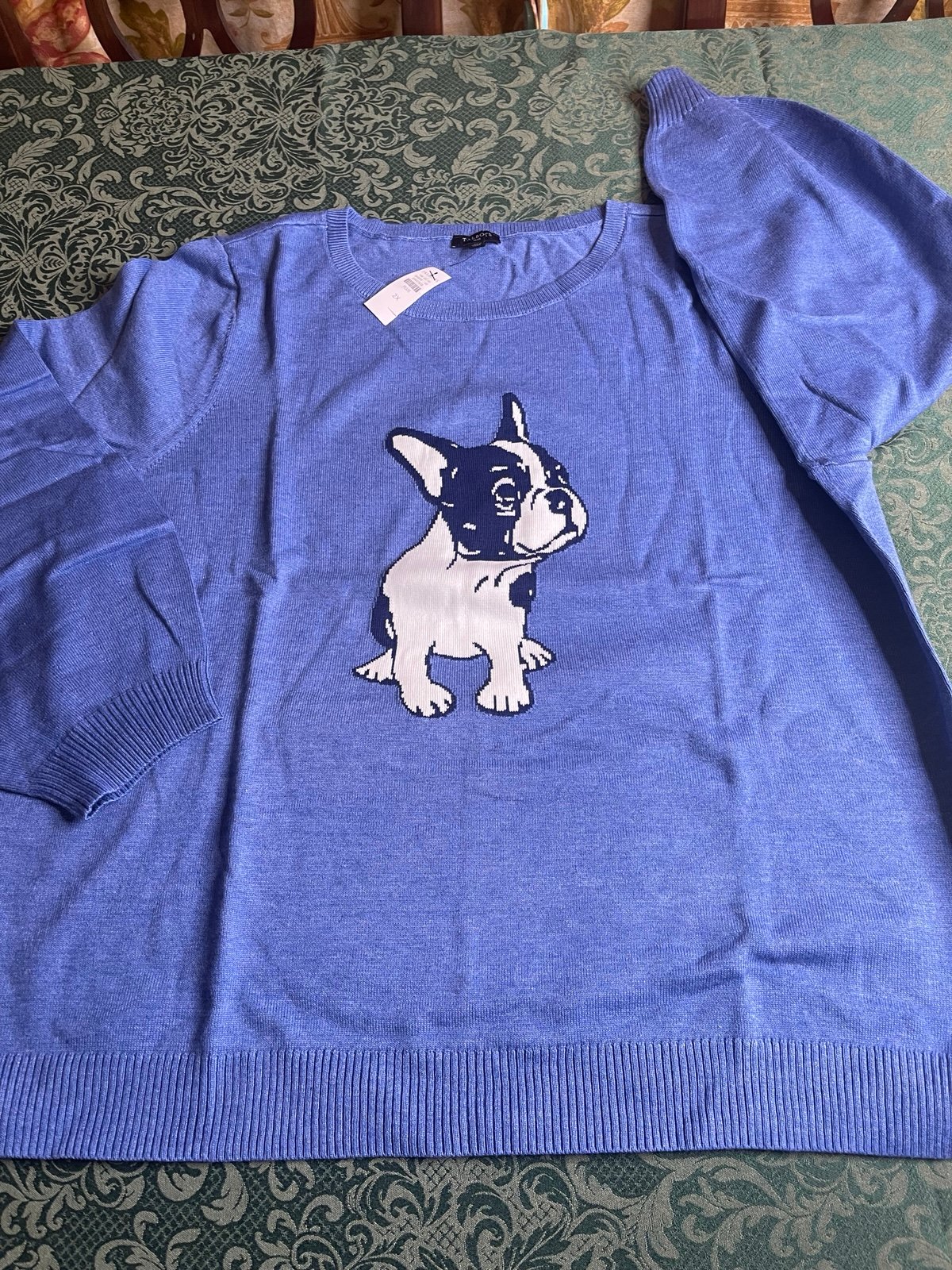 NWT 2X frenchie bulldog boston terrier french talbots sweater dog fall spring